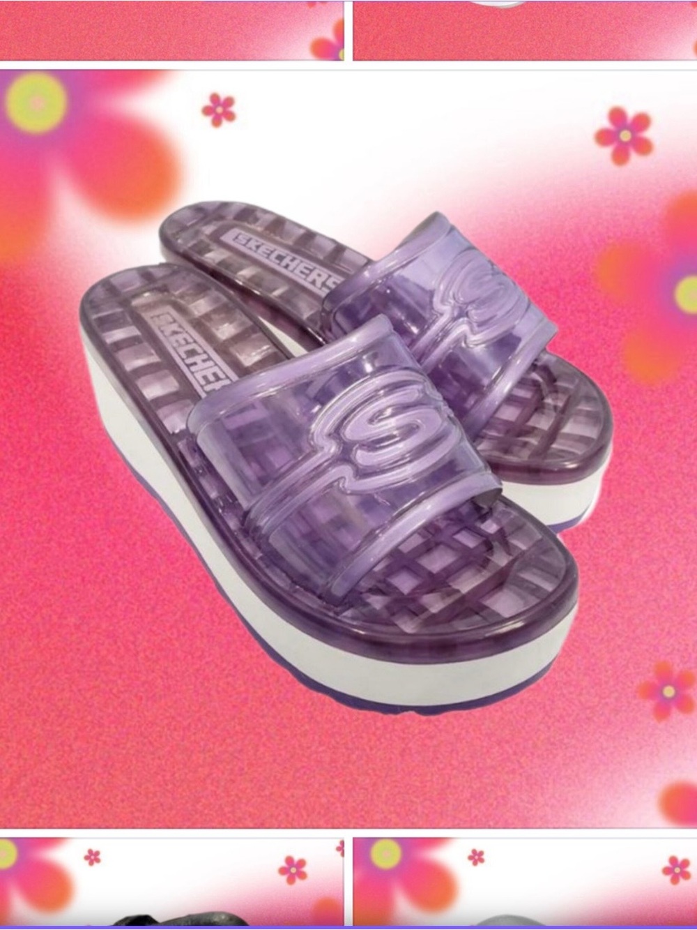 Skechers Y2K Jelly Platform Slide Sandals Purple lilac New Size 9